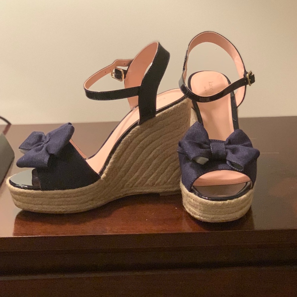 Kate Spade Denim Bow Espadrille Wedges
